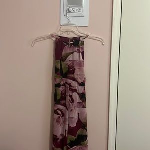 Purple floral jumpsuit with Ribbon belt detail